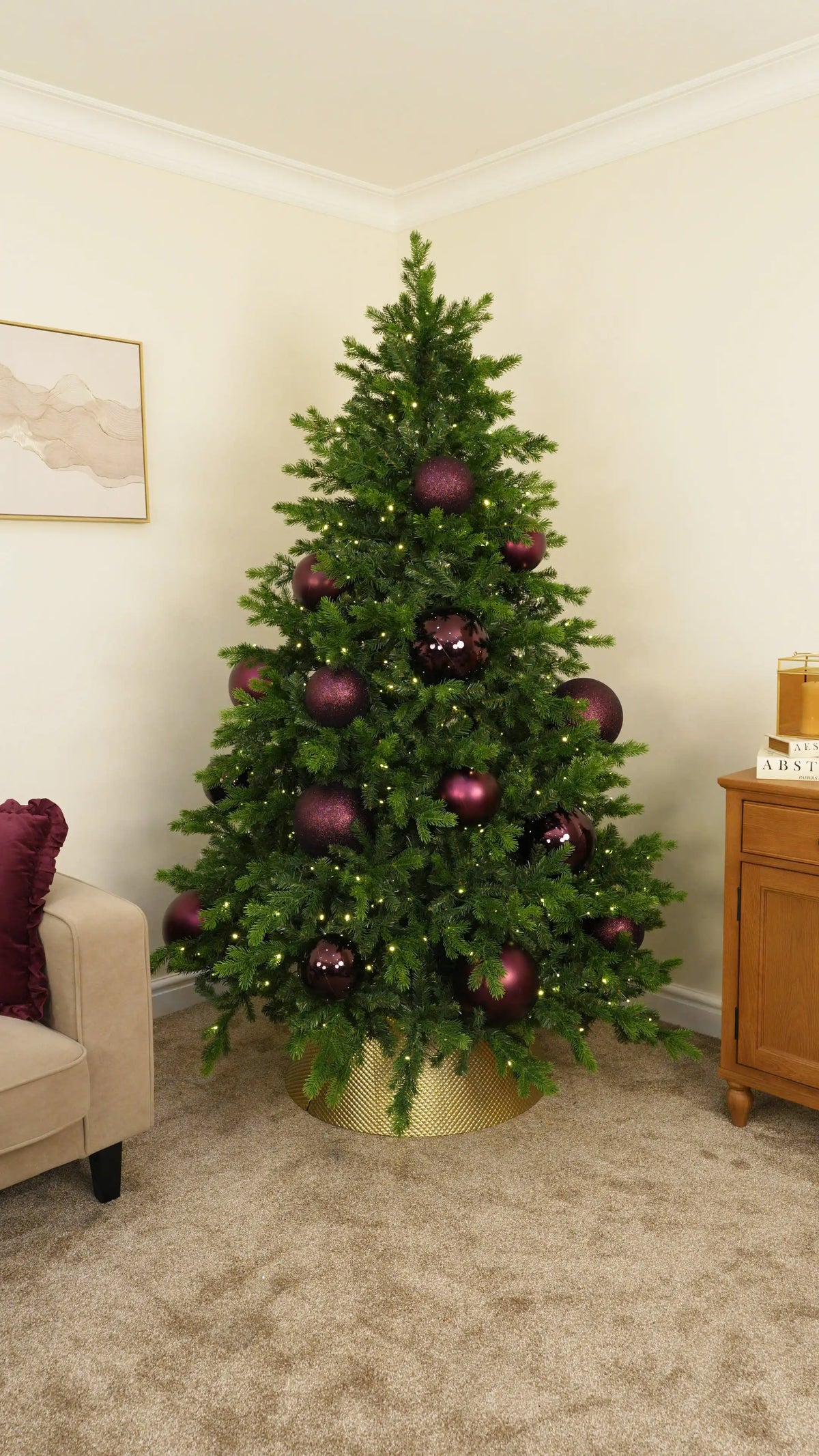 Layer 15cm Oversized Purple Baubles Throughout the Tree