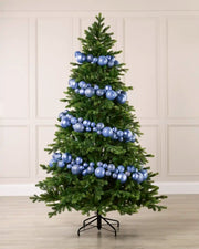Ice Blue  Bauble Garland decorating a Christmas tree

