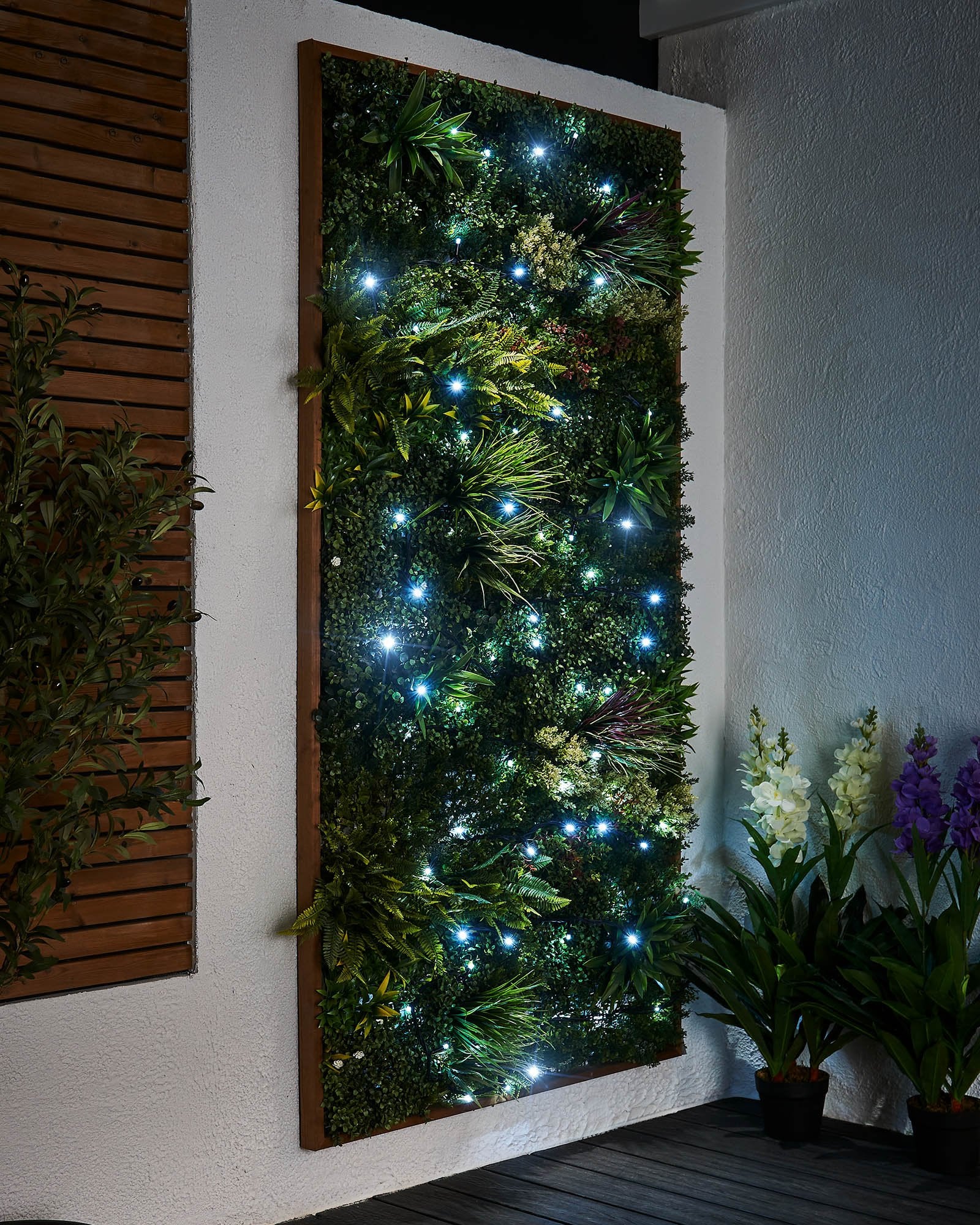 Close-up of white LED string lights with a focus on the 'TWINKLING' feature, showing the lights in an on and off state, creating a twinkling effect.