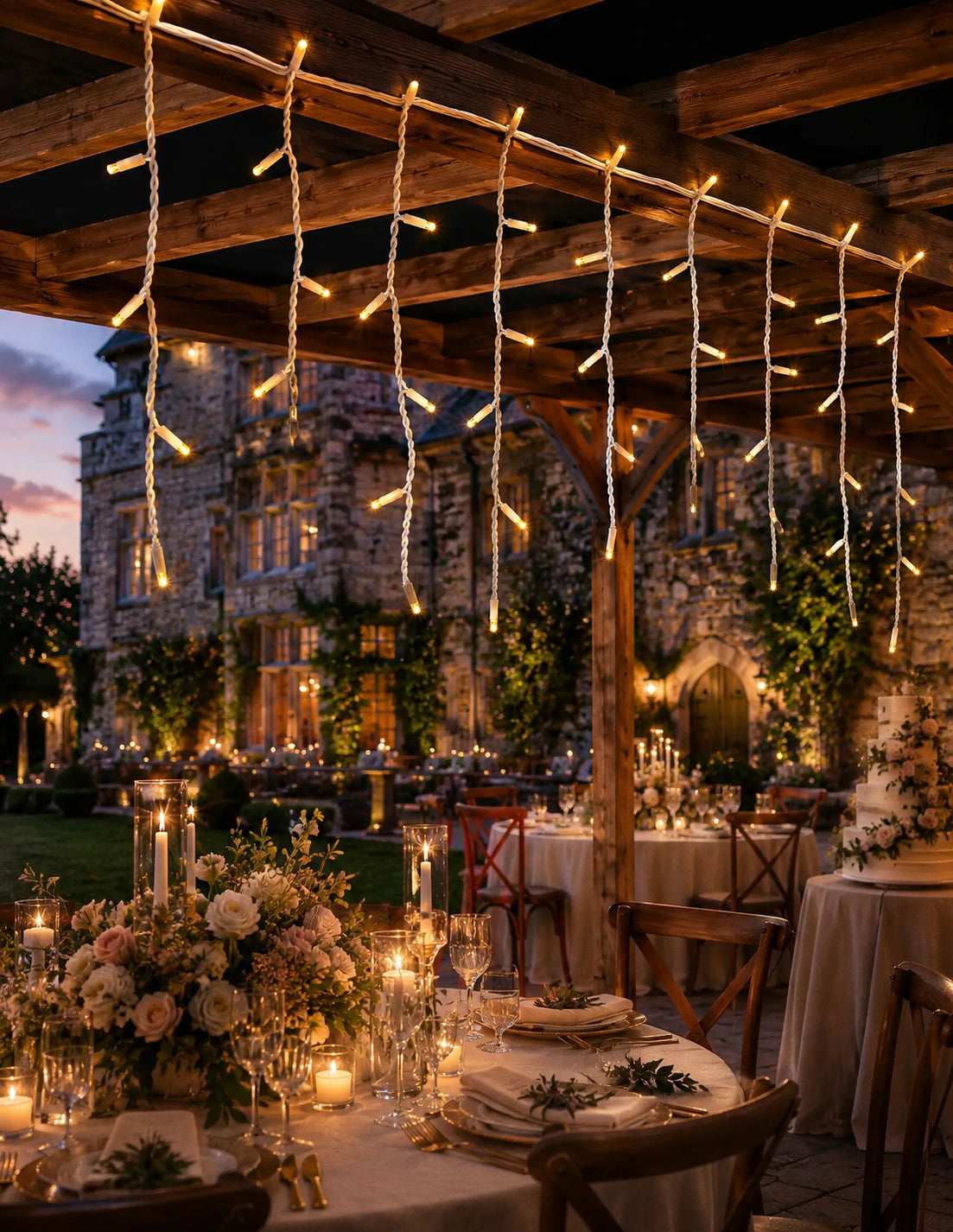 Pro Series Connectable Wedding Icicle Lights, Warm White