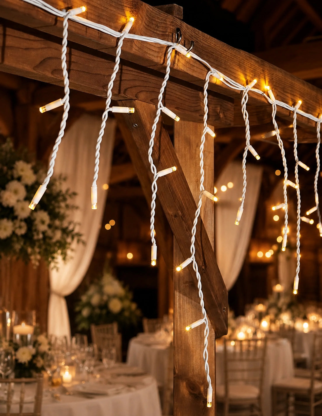 Pro Series Connectable Wedding Icicle Lights, Warm White