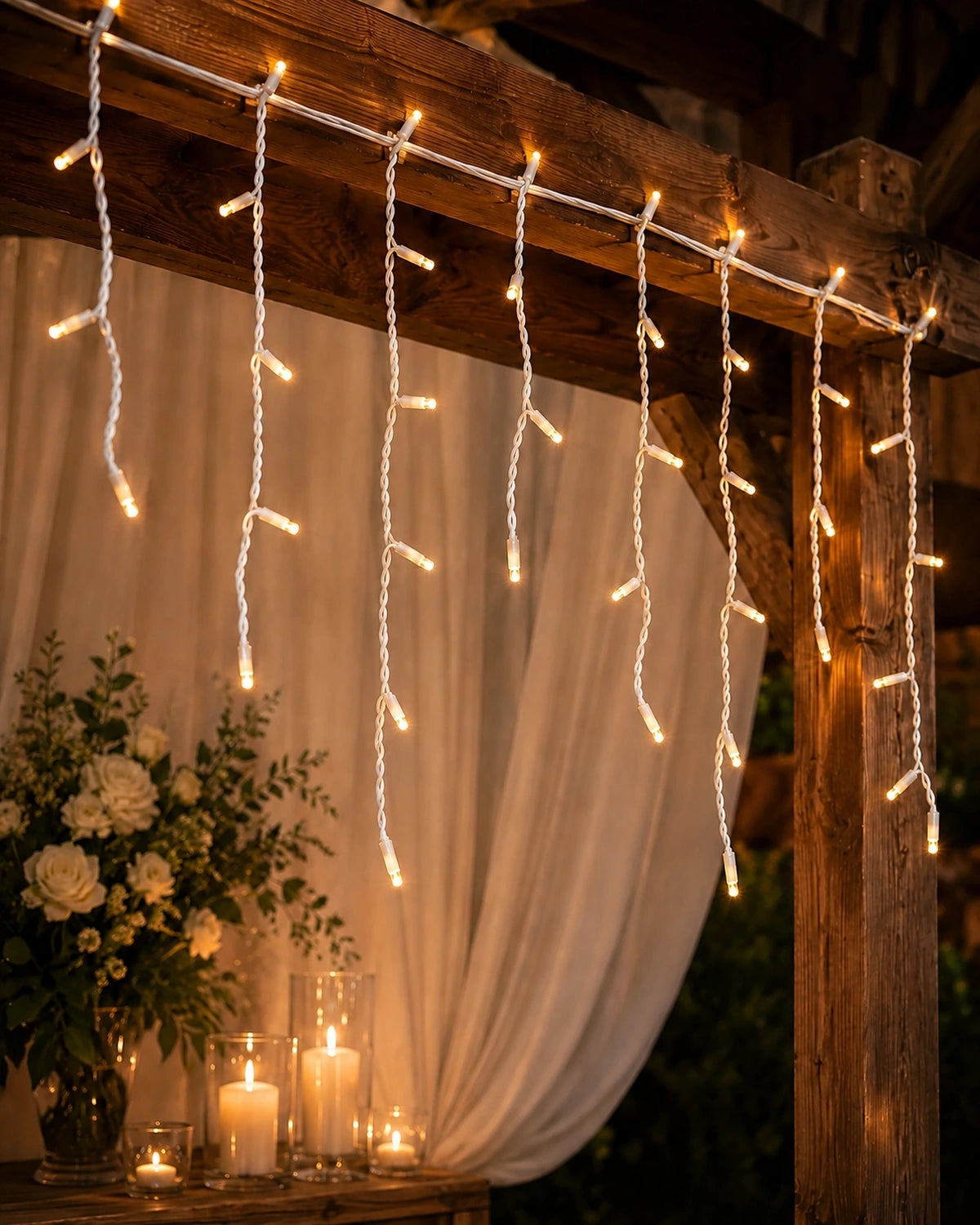 Pro Series Connectable Wedding Twinkling Icicle Lights, Warm White