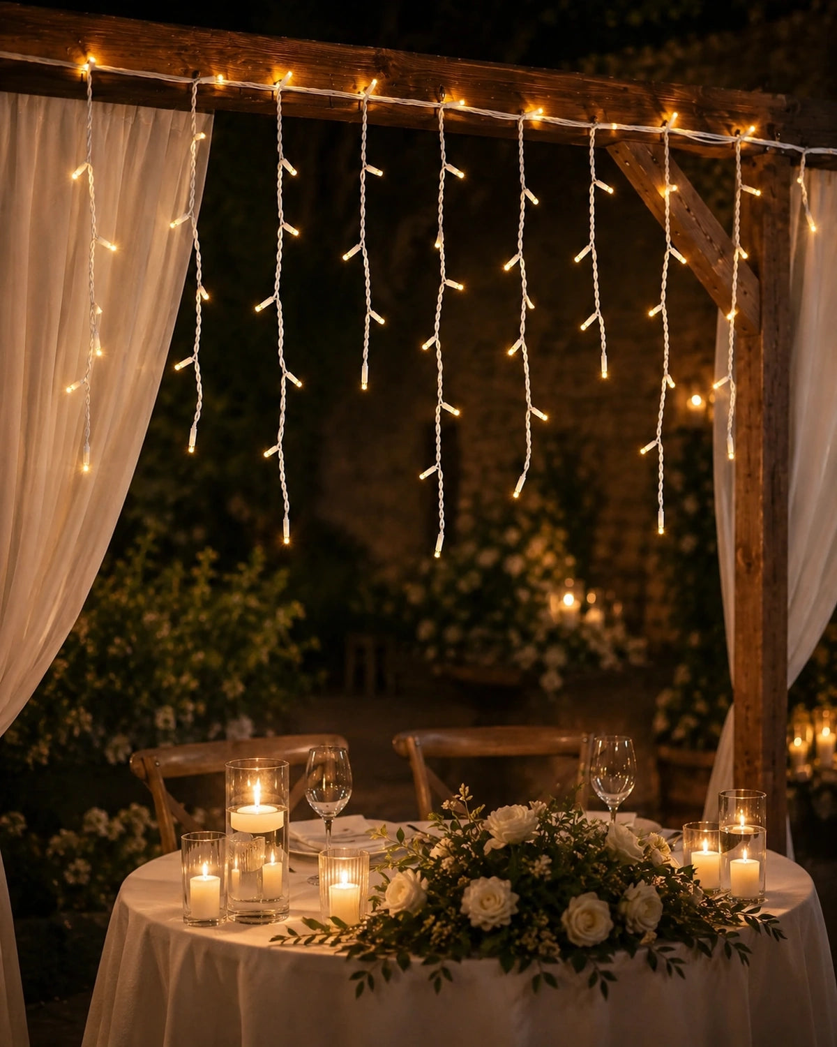 Pro Series Connectable Wedding Twinkling Icicle Lights, Warm White