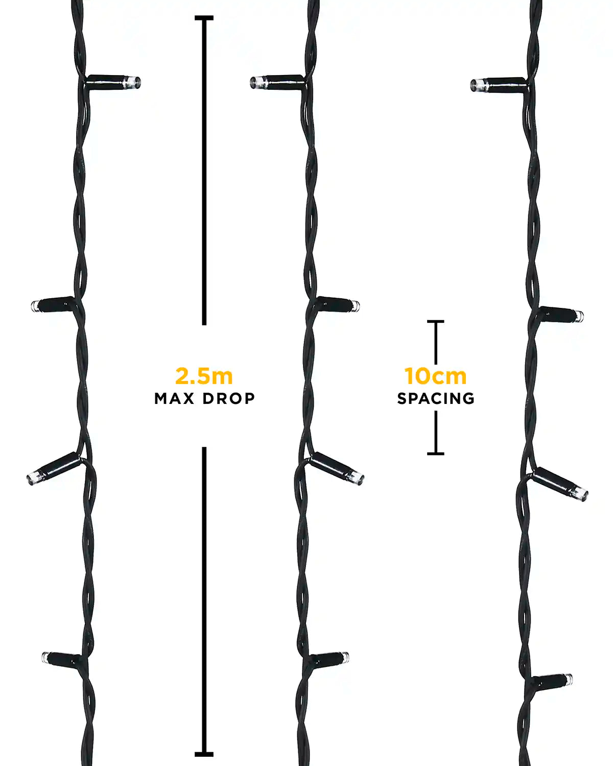 Pro Series Connectable Wedding Curtain Lights, 2.5 m Drop, Warm White