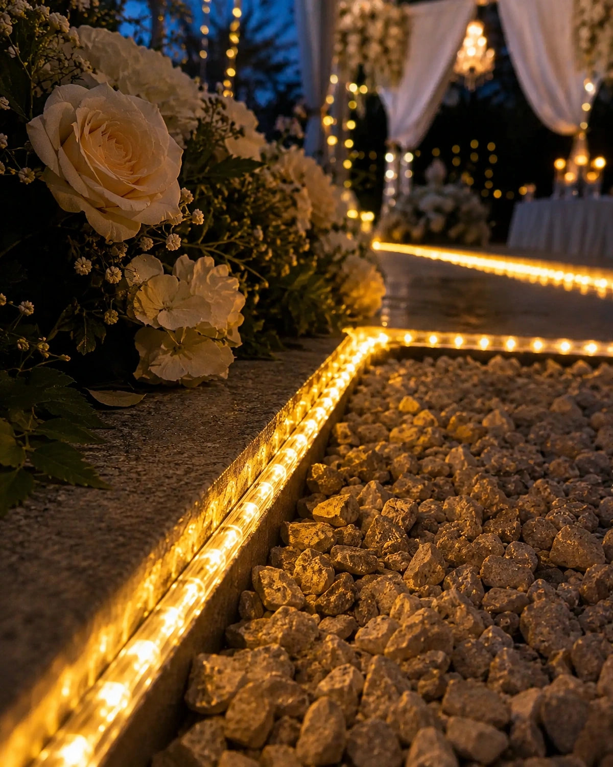 Pro Series Connectable Wedding Rope Light, Made to Measure, Warm White