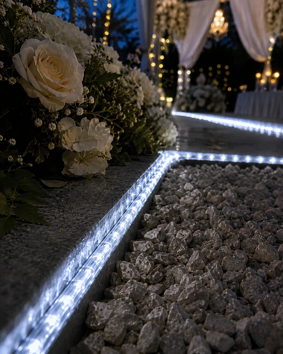Pro Series Connectable Wedding Rope Light, Made to Measure, White