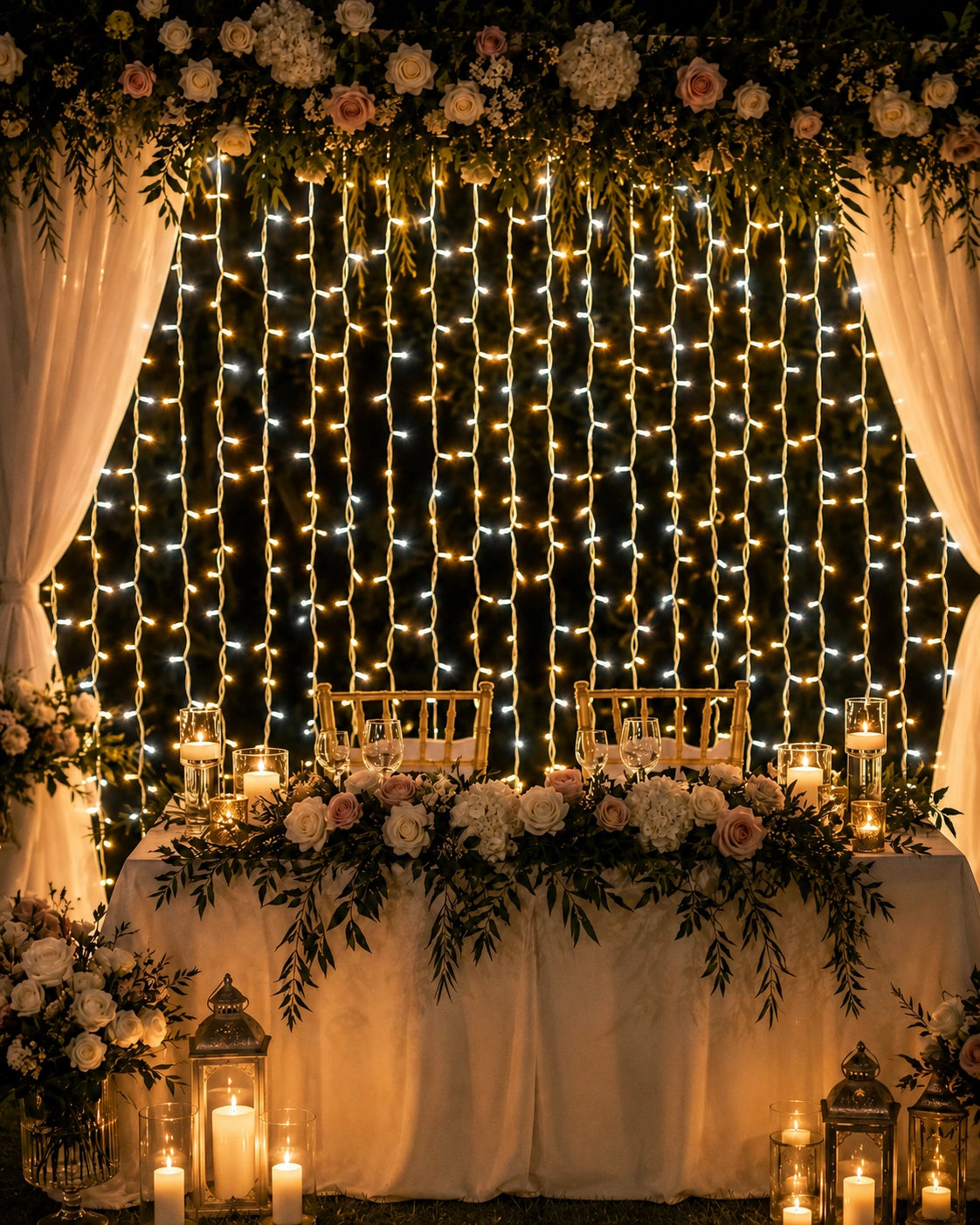 Pro Series Connectable Wedding Curtain Lights, 2.5 m Drop, Warm White / White