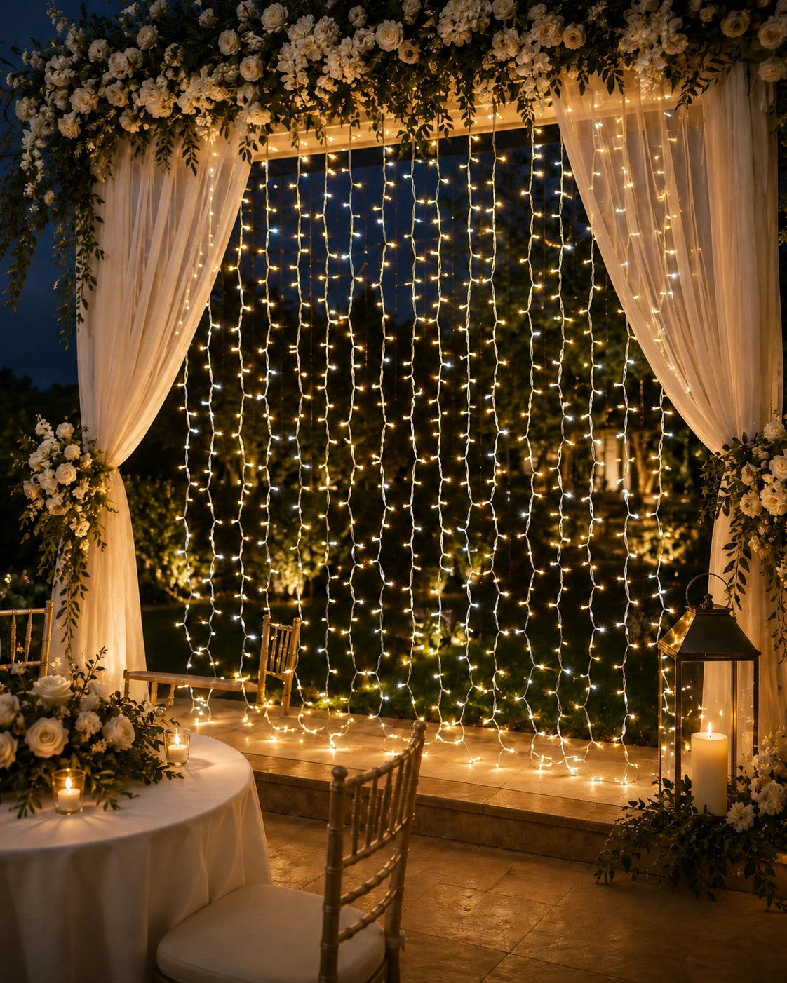 Pro Series Connectable Wedding Curtain Lights, 2.5 m Drop, Warm White / White