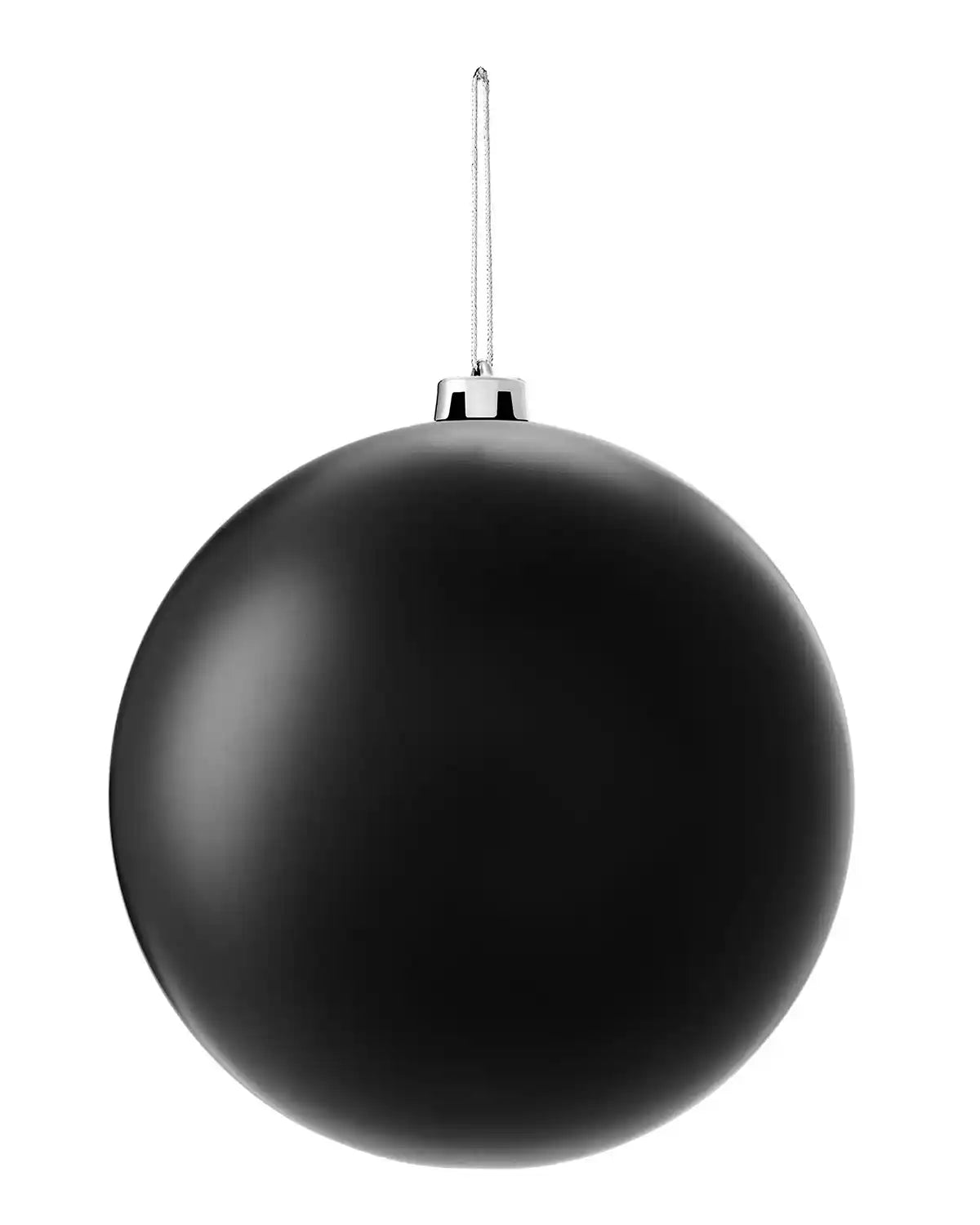 Matt black oversized bauble on a white background