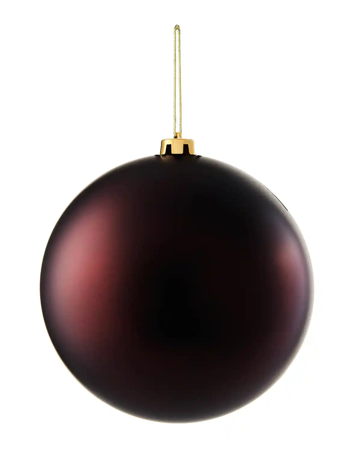 Matt burgundy 15cm oversized bauble on a white background