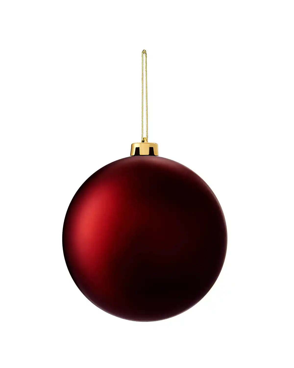 Matt red 15cm oversized bauble on a white background