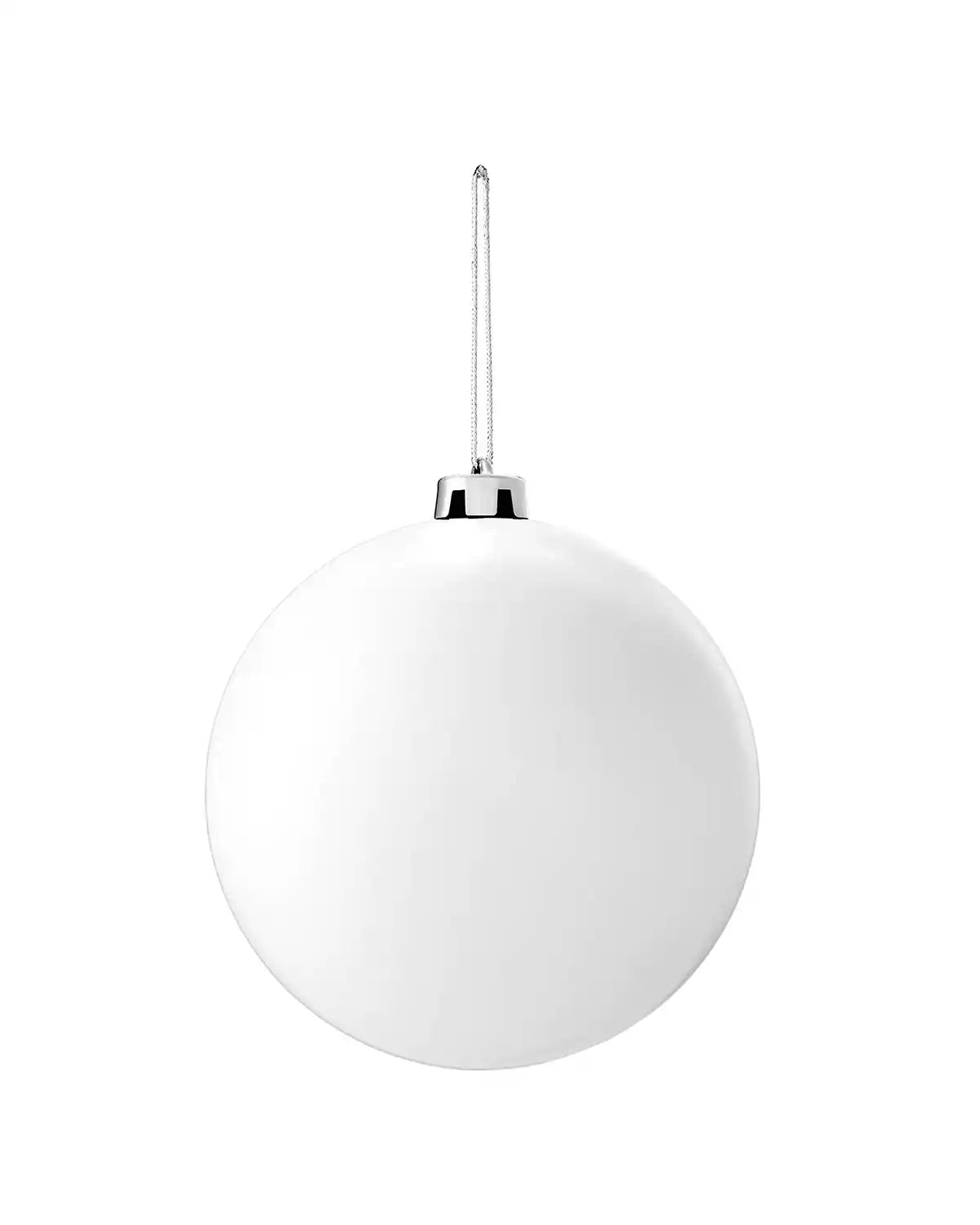 Matt white 15cm oversized bauble on a white background