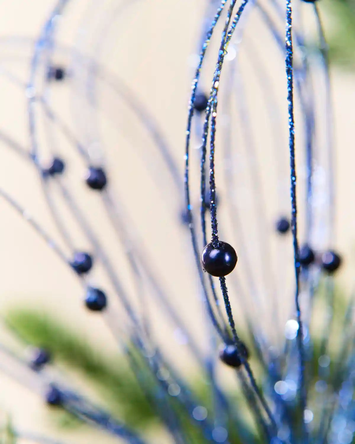 Navy Glitter Nest Christmas Tree Pick highlighting the glitter details