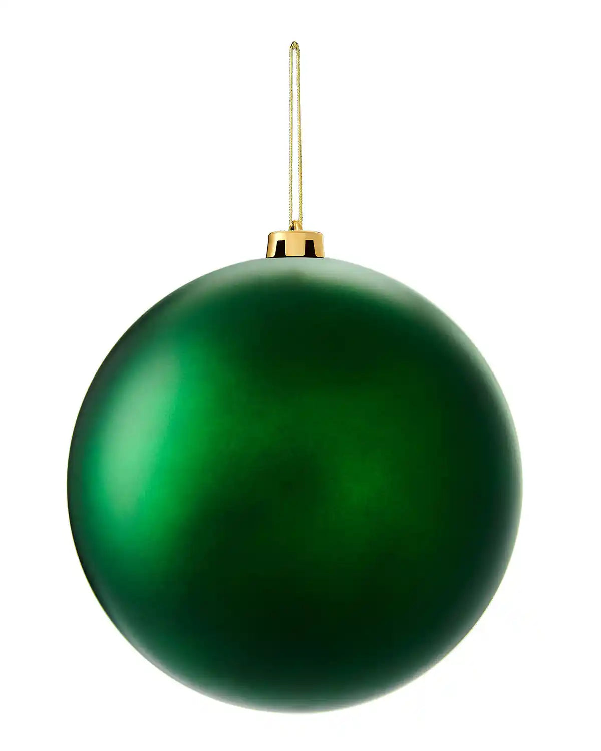 Oversized Christmas green matt bauble on a white background