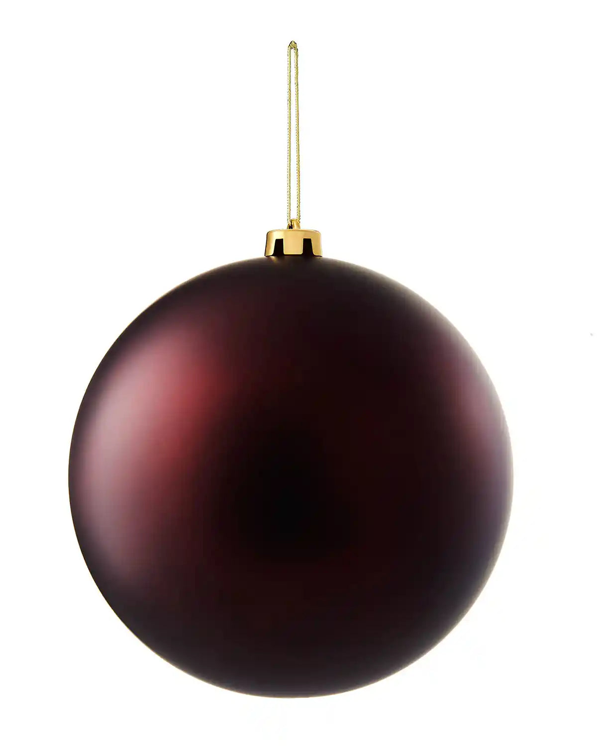 Oversized burgundy matt bauble on a white background