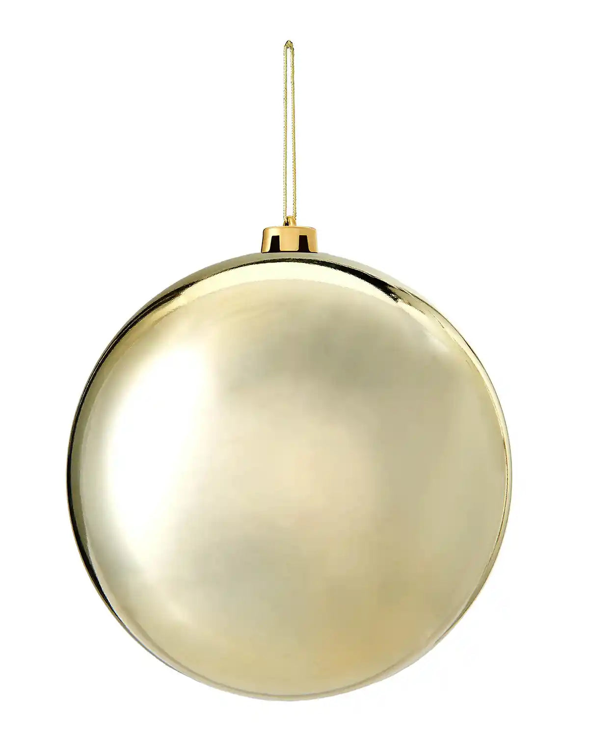 Oversized gloss gold bauble on a white background