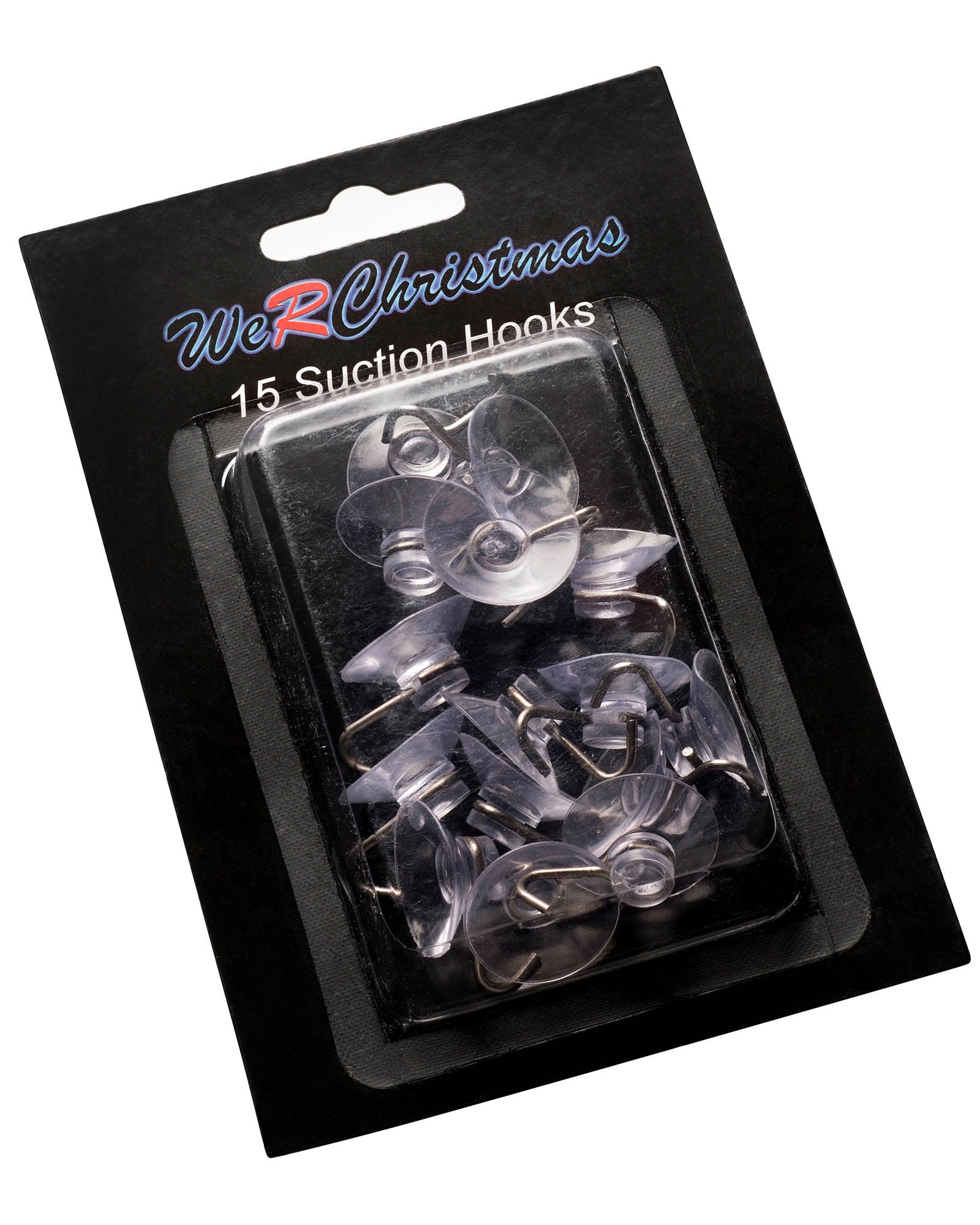 Pack of 15 Multi-Purpose Suction Clips with Hook displated on a white background