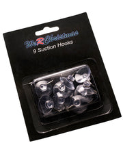 Pack of 9 Multi-Purpose Suction Clips with Hook displayed on a white background.