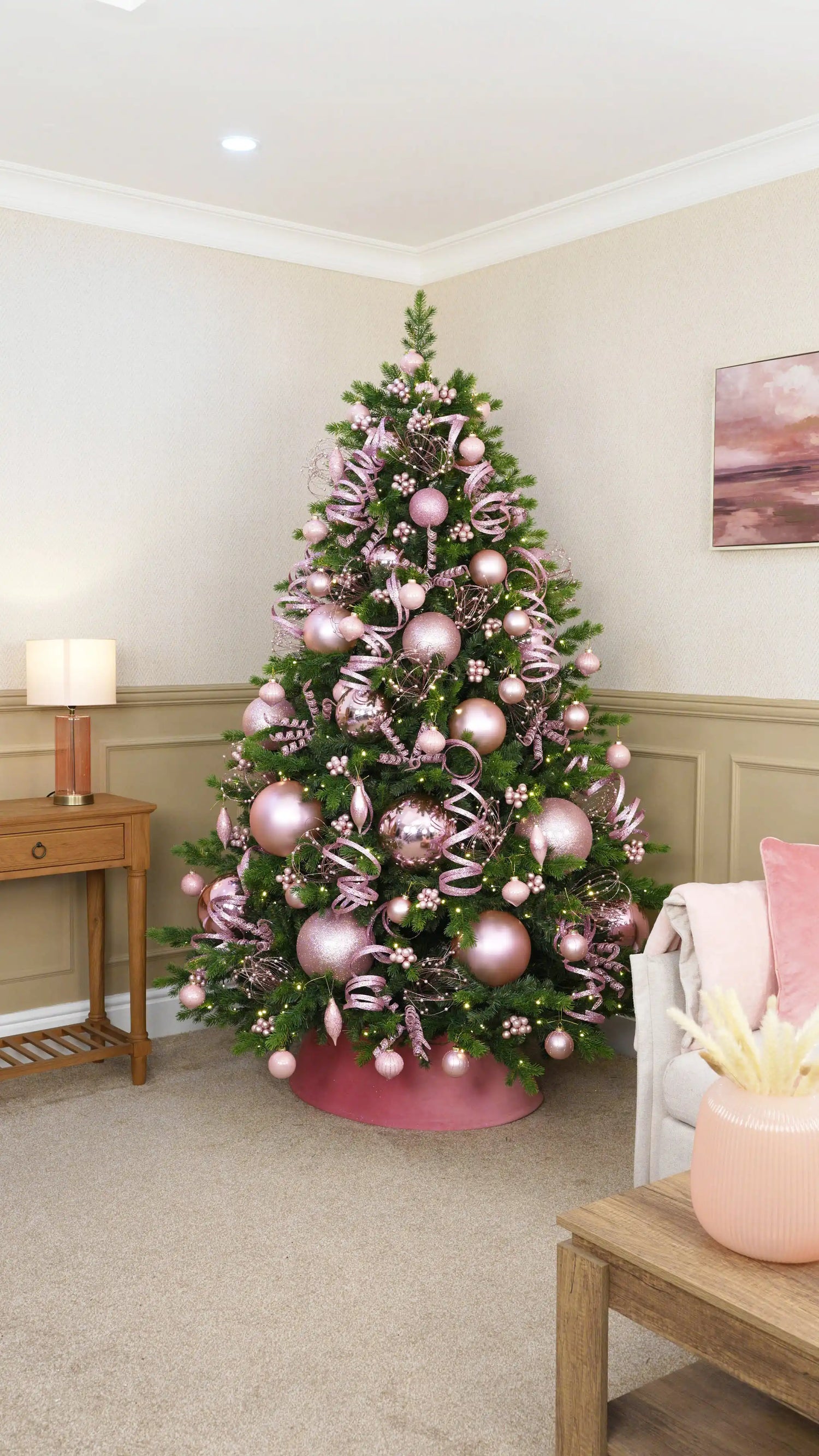 Finish the Branches with Pink Glass Baubles