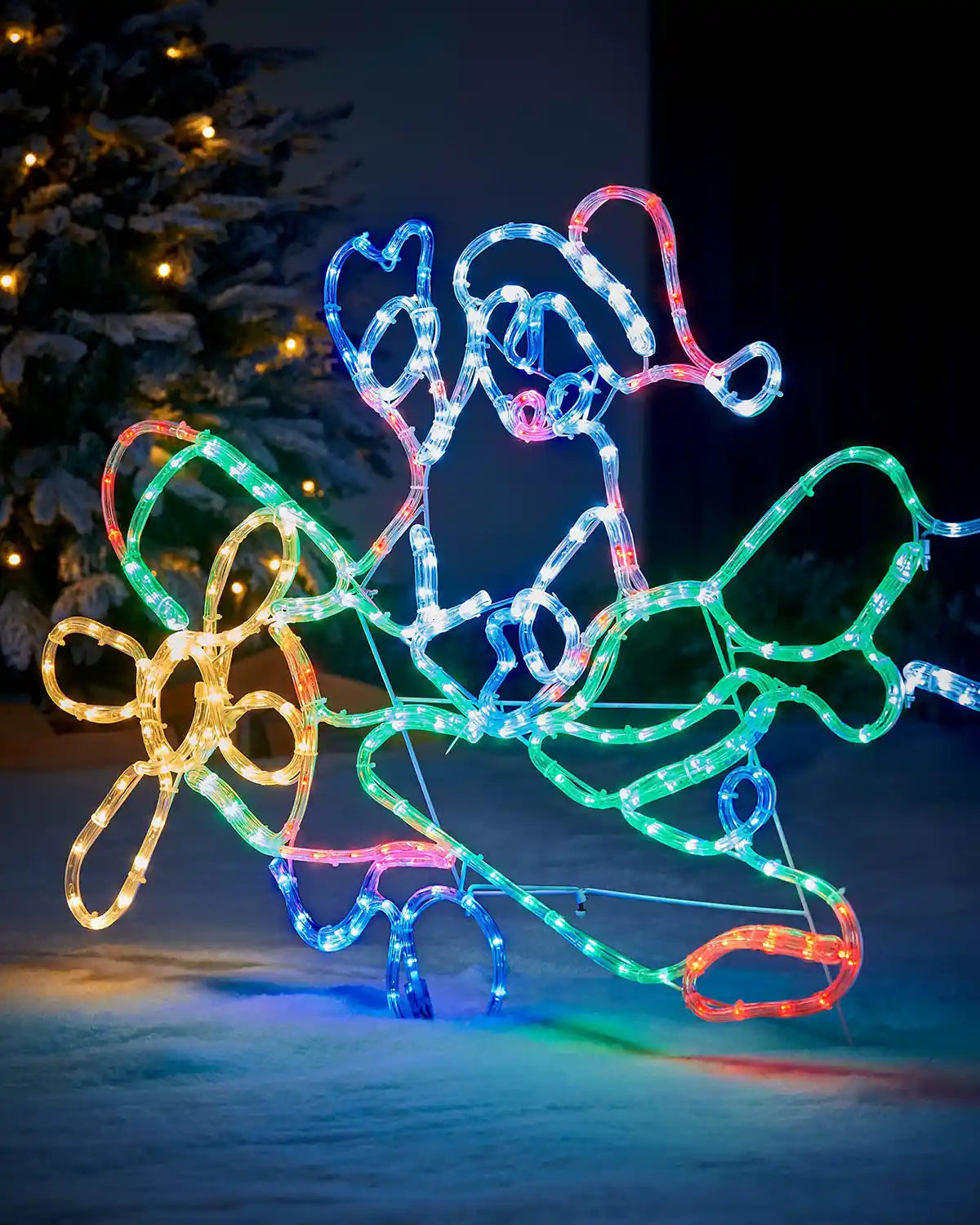 Close up of Santa on a plane multi colour of the Pre-Lit Animated Flying Santa, Silhouette, 190 cm