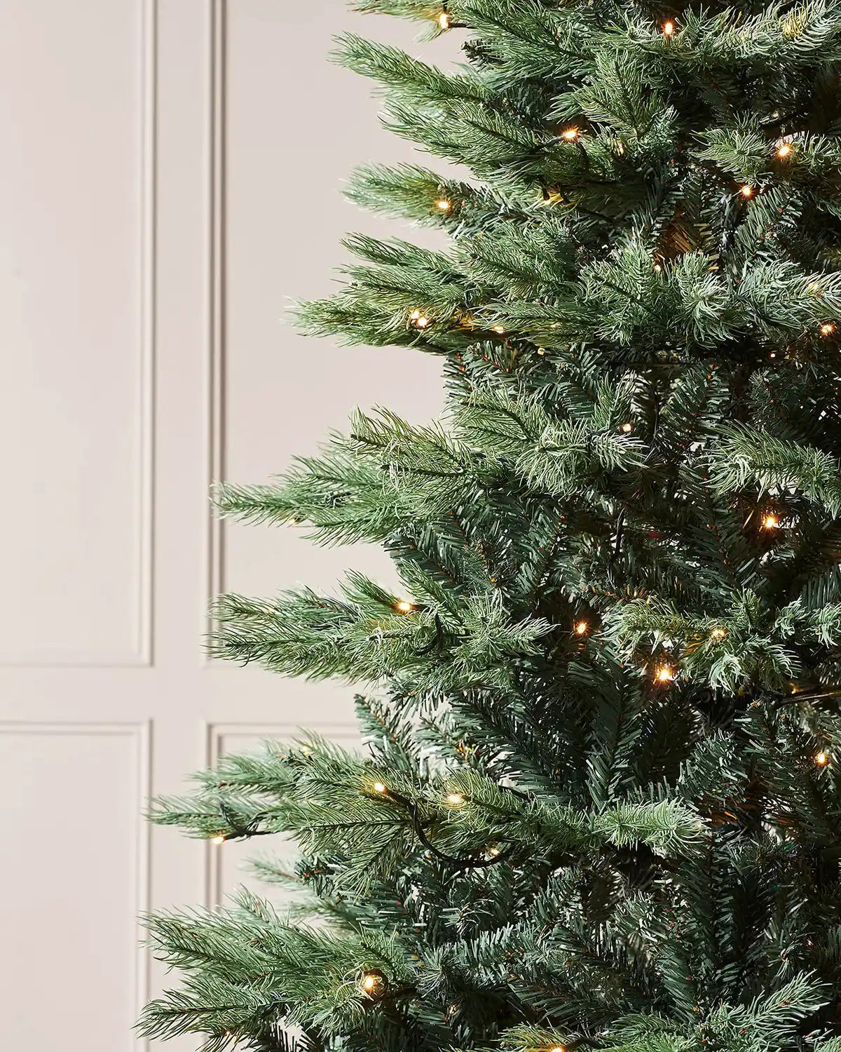 Close up lights of Pre-Lit Colorado Blue Spruce Christmas Tree with lights, 7 ft