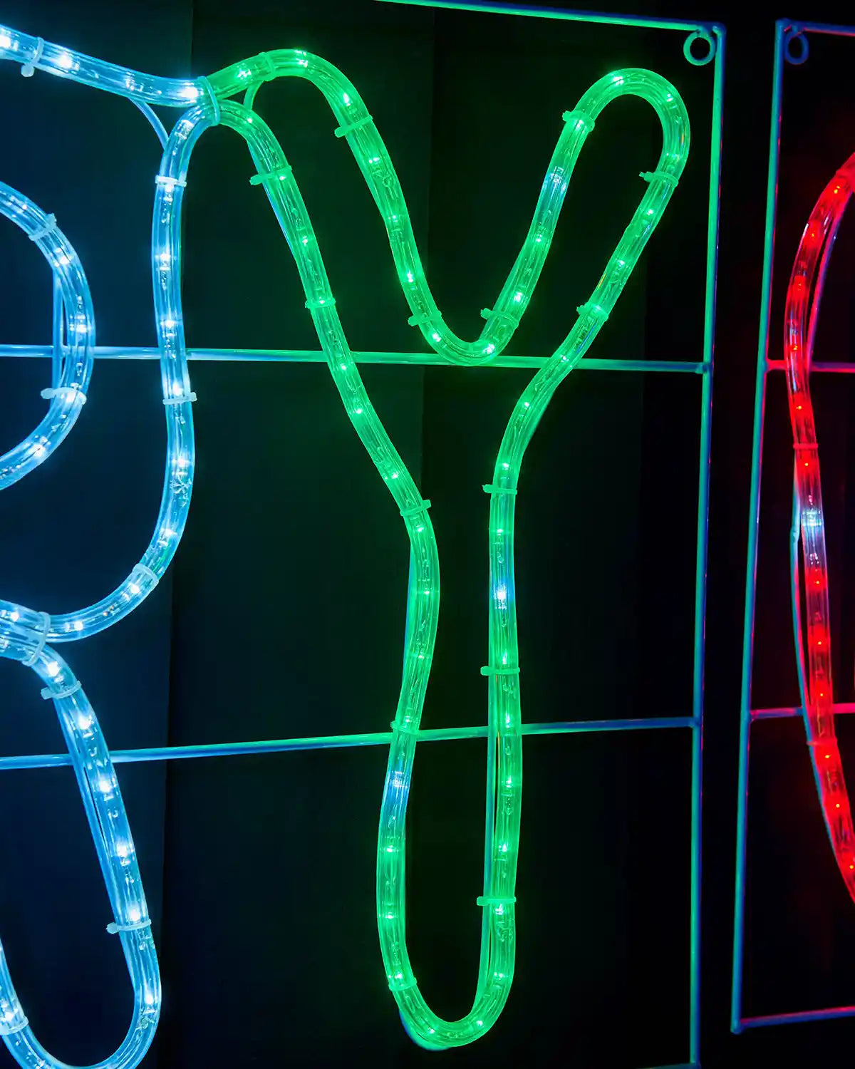 Close up of the letter Y in green Pre-Lit Merry Christmas, Multi-Coloured, Silhouette, 292 cm