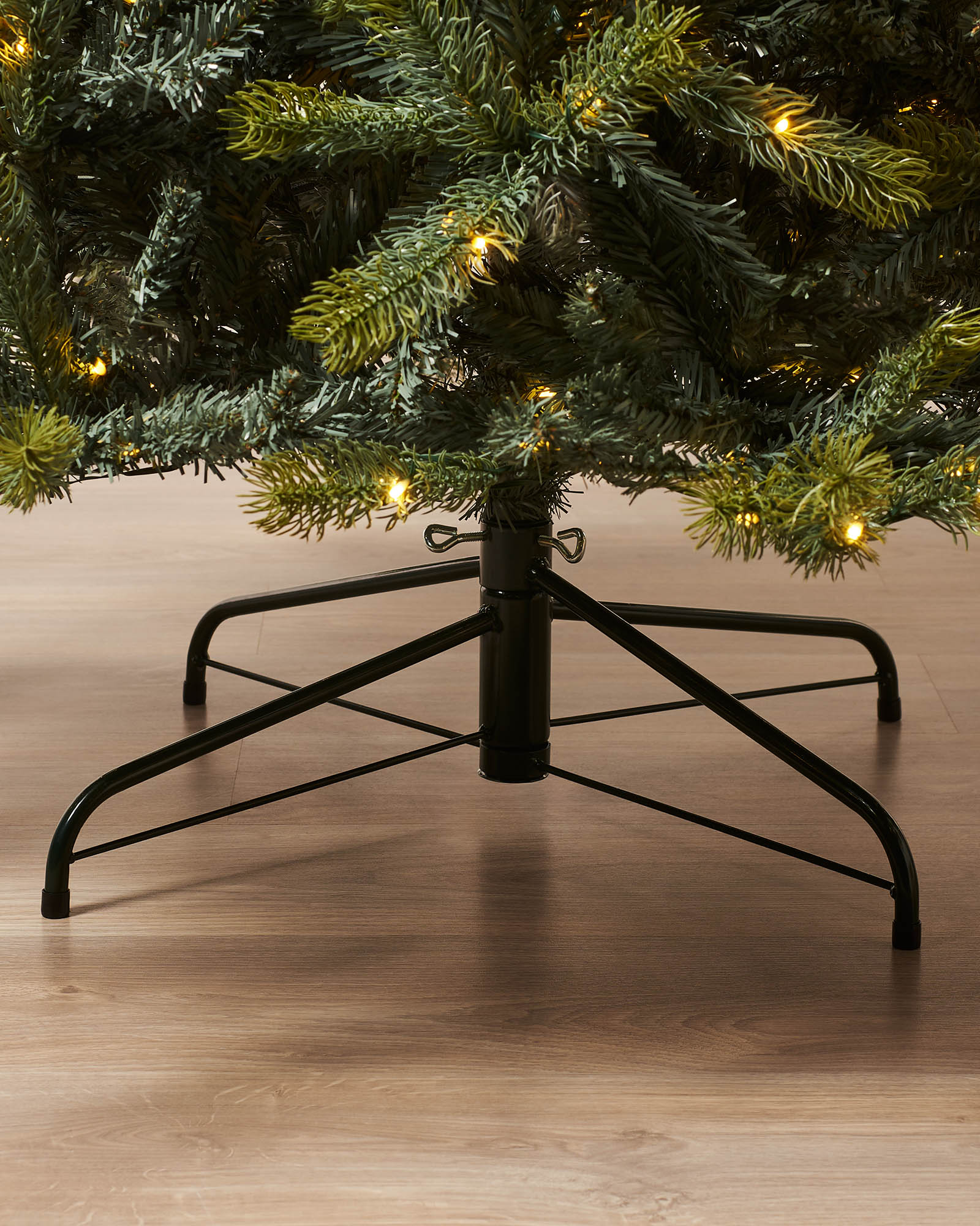 Pre-lit mixed pine artificial Christmas tree with dual LED lights in warm white and multicolour, displayed against a plain background."