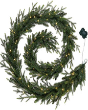 Pre-Lit Multi-Function Douglas Fir Garland, 9 ft on a White Background