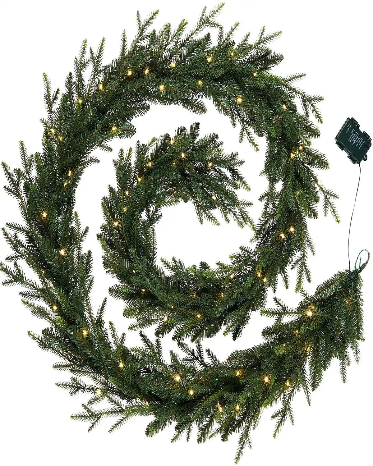 Pre-Lit Multi-Function Douglas Fir Garland, 9 ft on a White Background