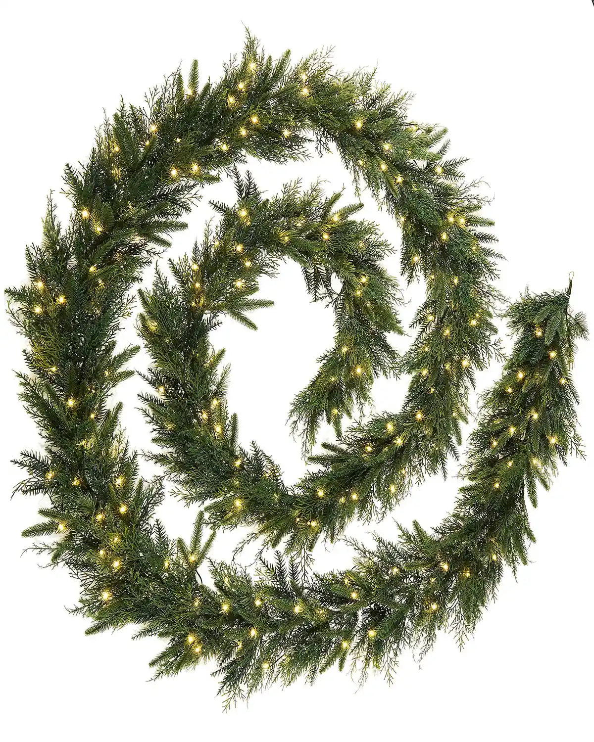 Pre-Lit Natural Fir Garland, 18 ft on a white background