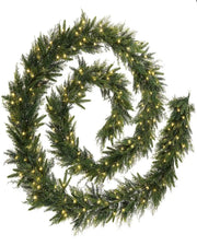 Pre-Lit Natural Fir Garland, 18 ft on a white background