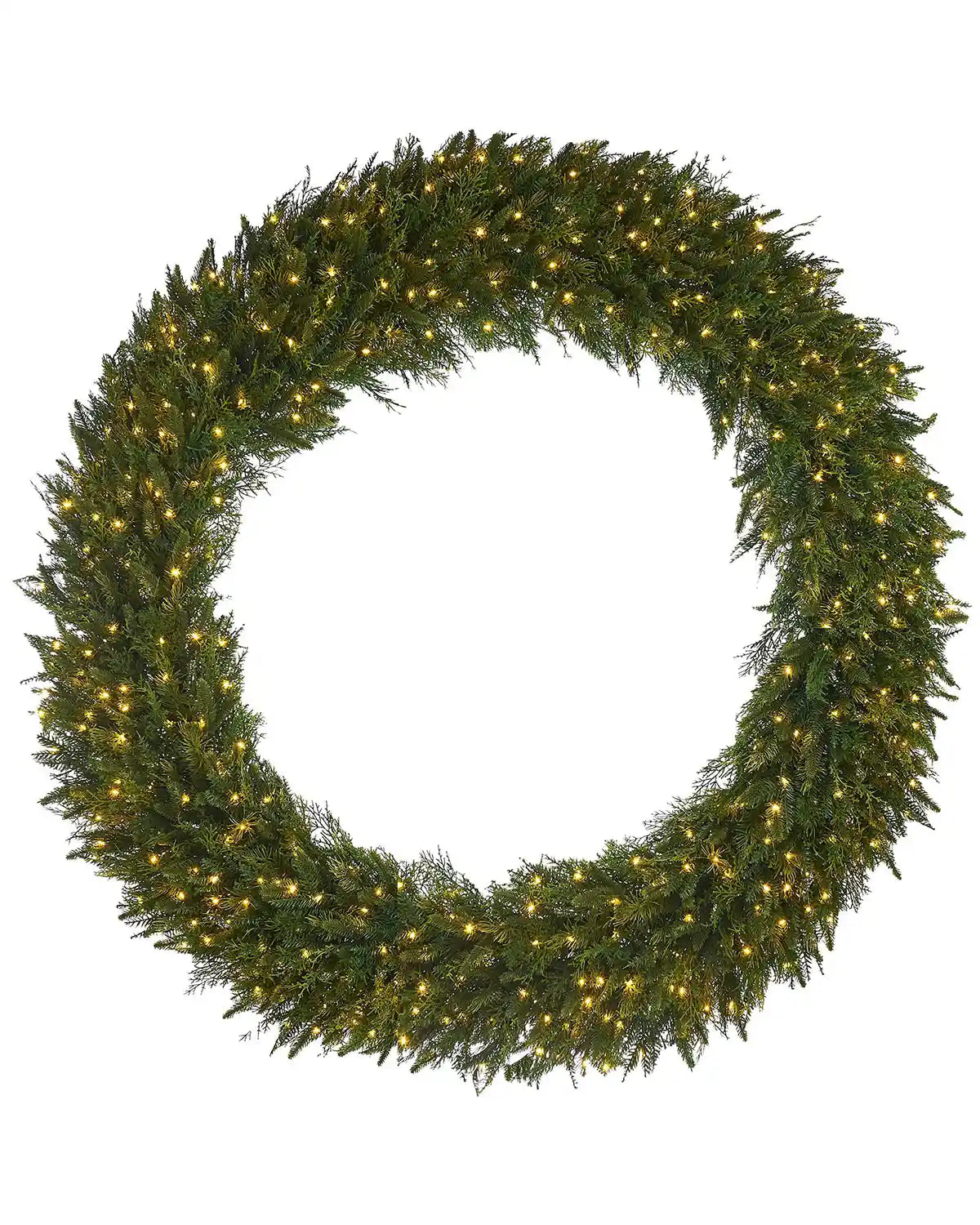 Pre-Lit Natural Fir Majestic Wreath, 1.5 m on a White background