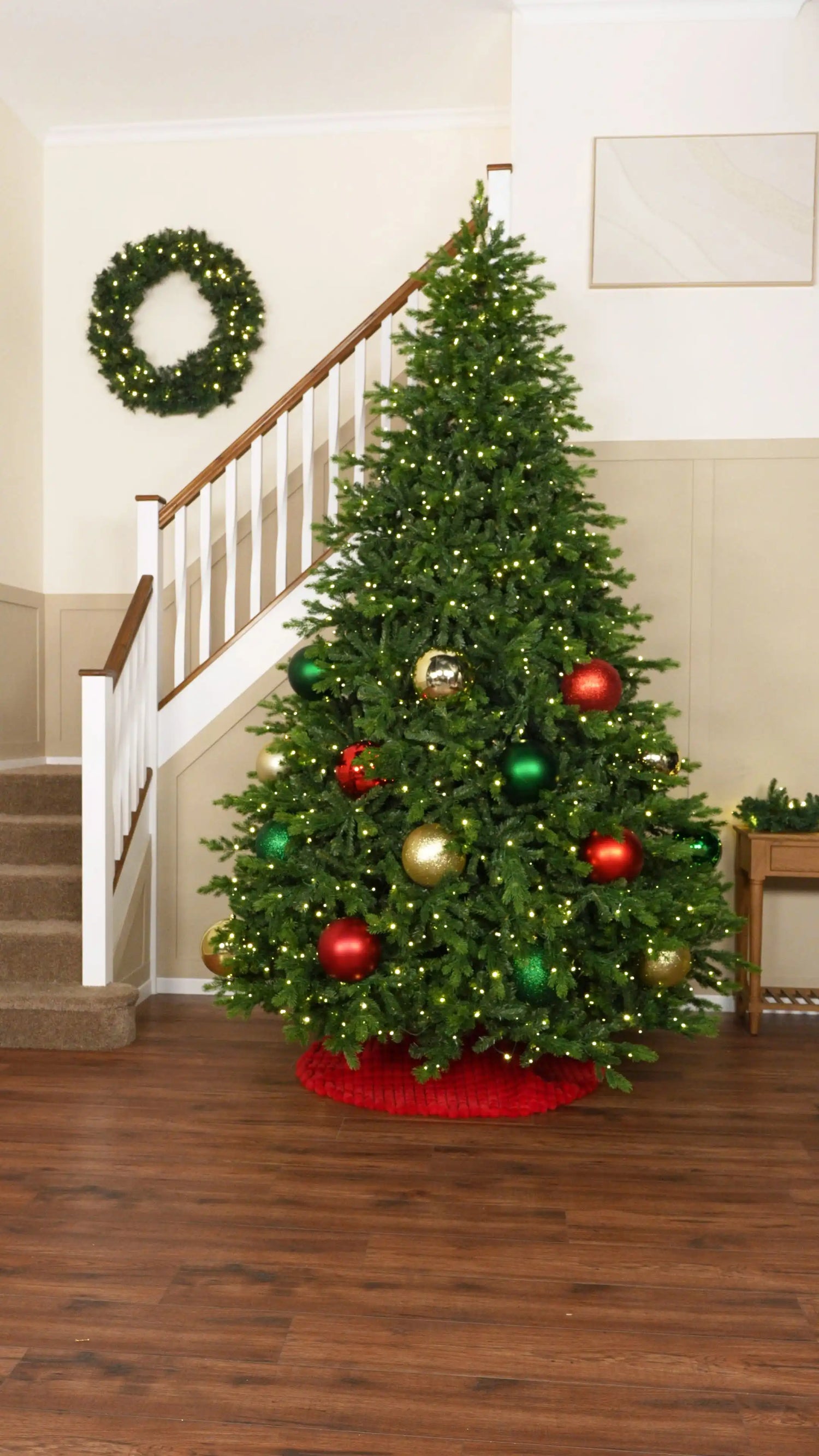 Start with Oversized Red, Green and Gold Baubles