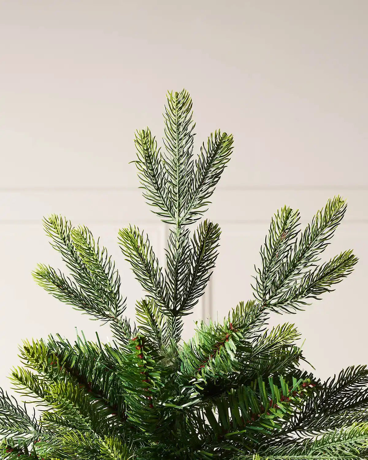 Close up of the top pf the tree showing PVC and PE tips Regent Pine Mixed Tip Christmas Tree, 8ft