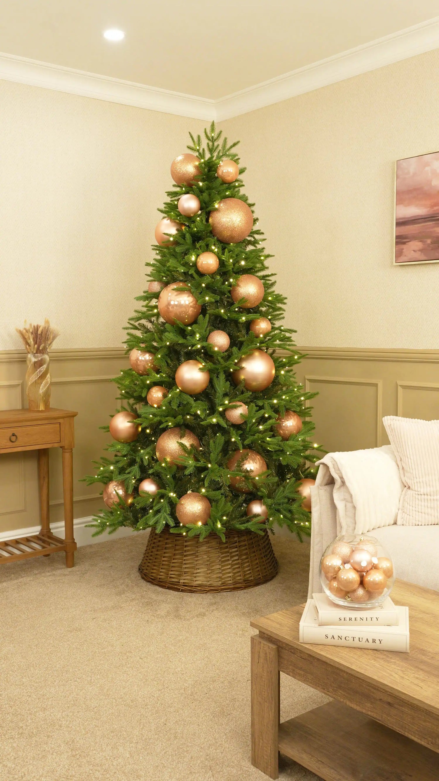 Fill Smaller Spaces with 10cm Rose Gold Baubles