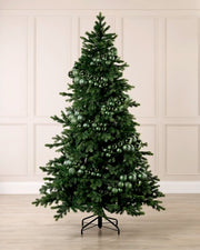 Sage Green Bauble Cluster Arch decorating a Christmas tree, with glossy, matte, and glitter sage green baubles