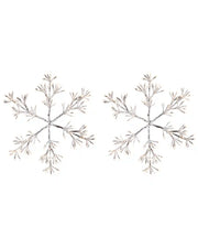 Set of 2 Pre-Lit silver stat silhouettes with warm white LED lights against a White background