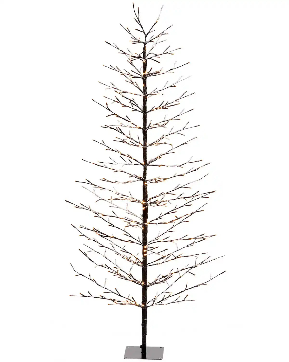 Twig warm white light up tree on a white background