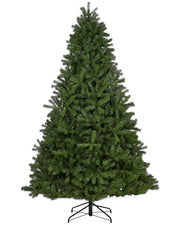 7ft Unlit Mixed Pine Christmas tree with a Black tree stand on a white background 