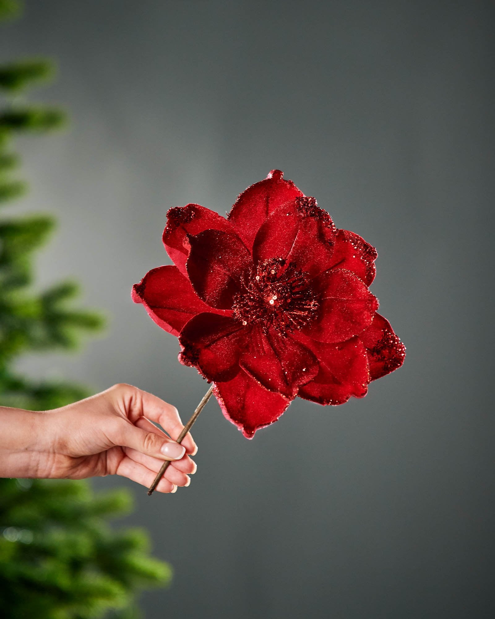 Red Artificial Magnolia Flower, 26 cm