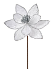 White Artificial Poinsettia Flower, 24 cm