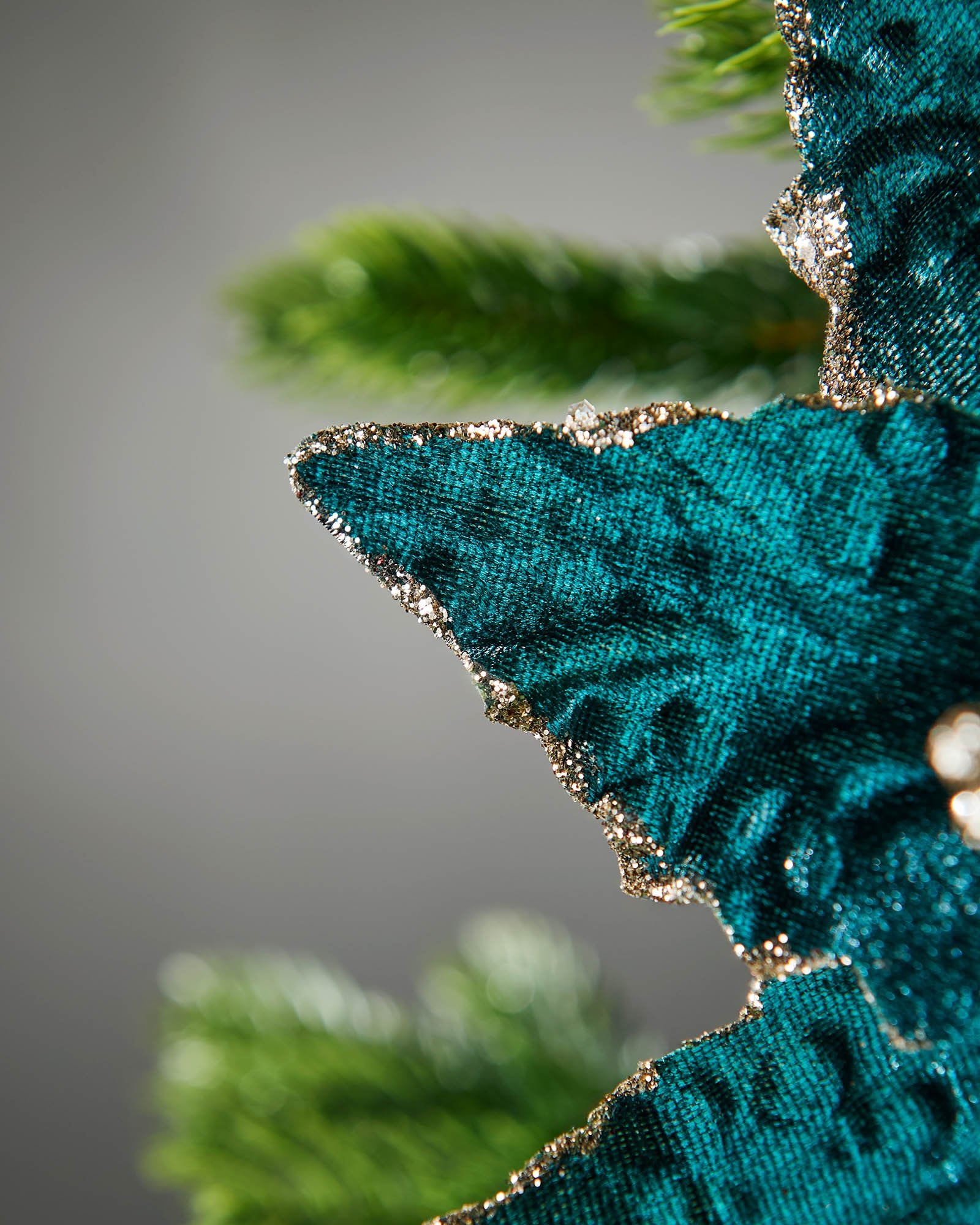 Turquoise Artificial Poinsettia Flower, 28 cm