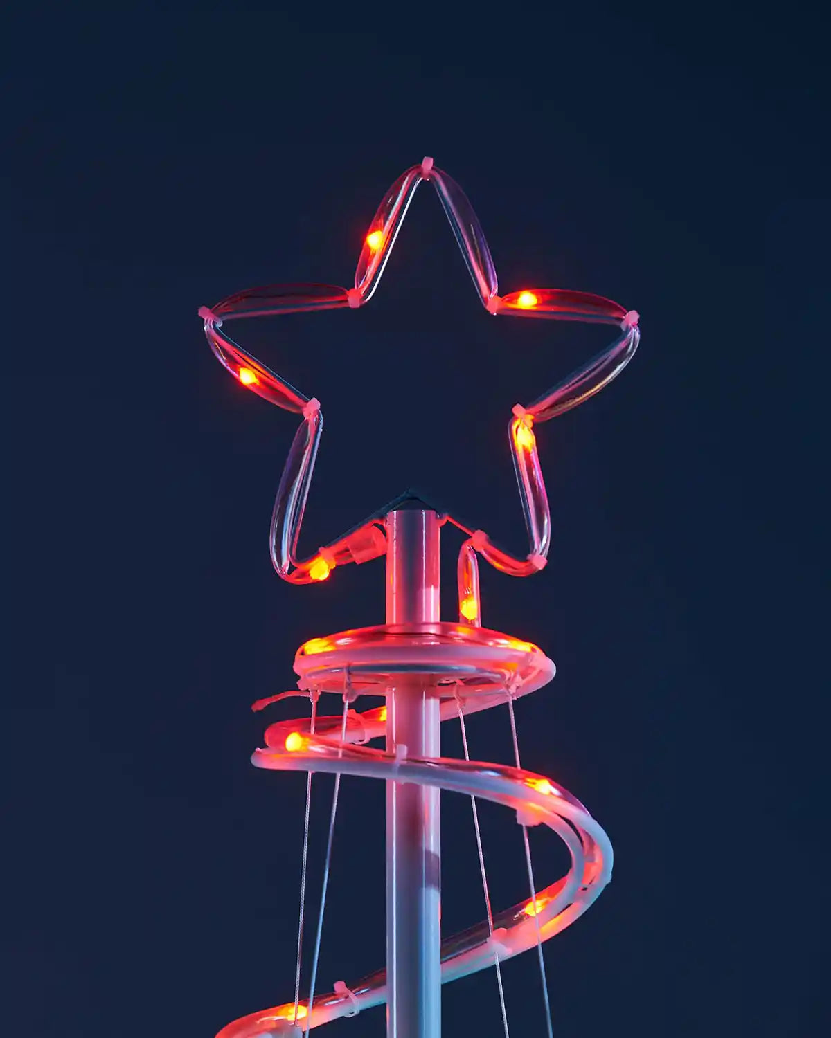 Close up of Decorative Red LED star light on a dark background