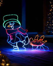 Pre-Lit Snowman with Fire, Silhouette, 117 cm