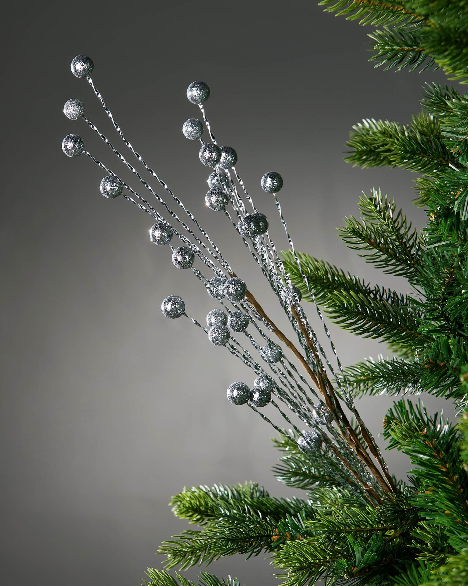Silver Glitter Berry Christmas Tree Spray, 78 cm