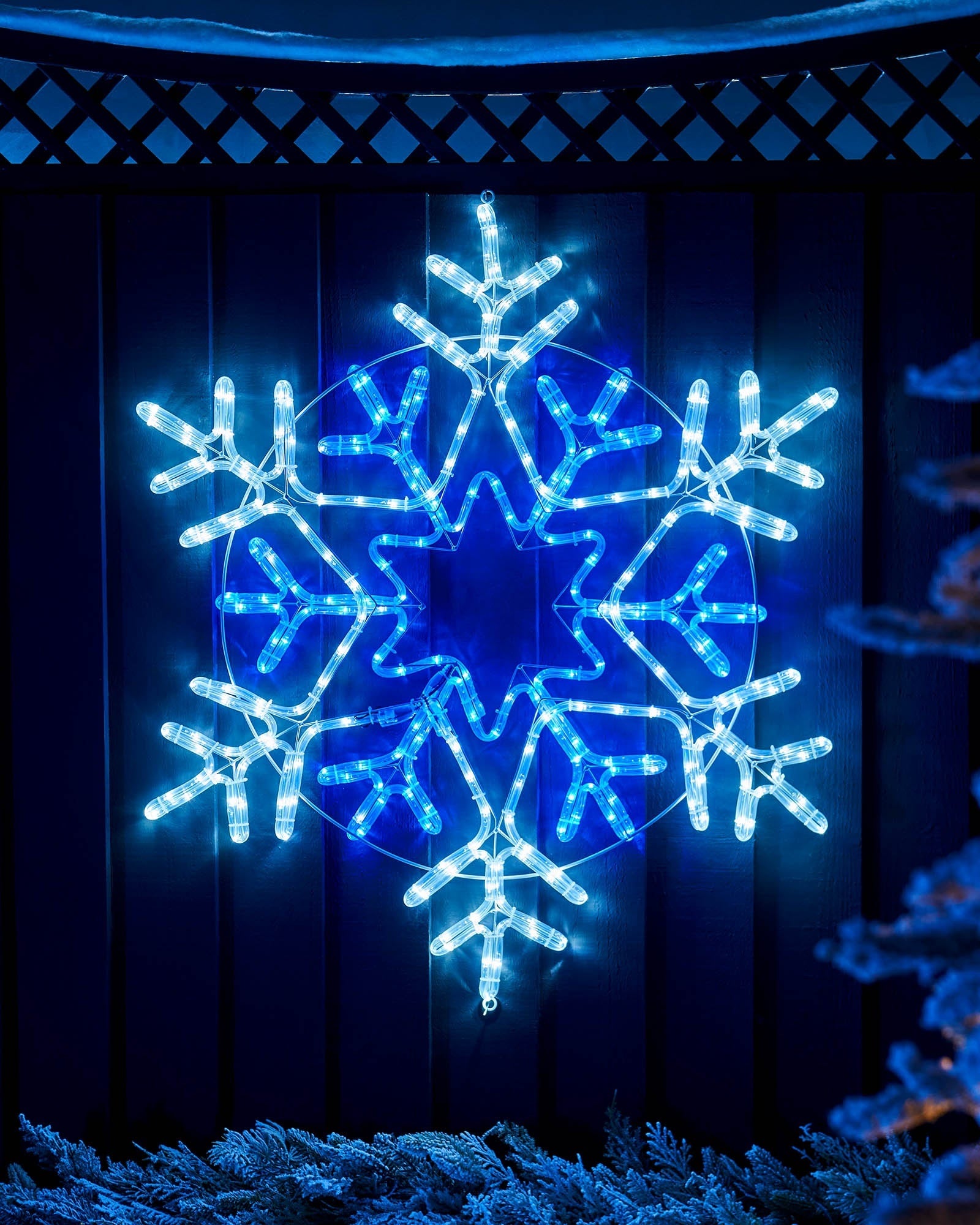 Pre-Lit Snowflake, Blue & Cool White, Silhouette, 90 cm