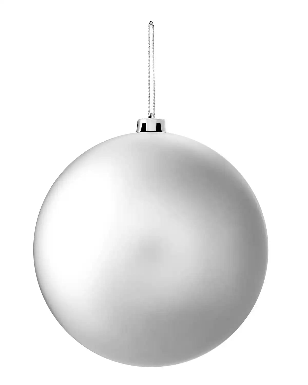 Oversized silver bauble on a white background