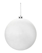 White oversized glitter bauble on a white background