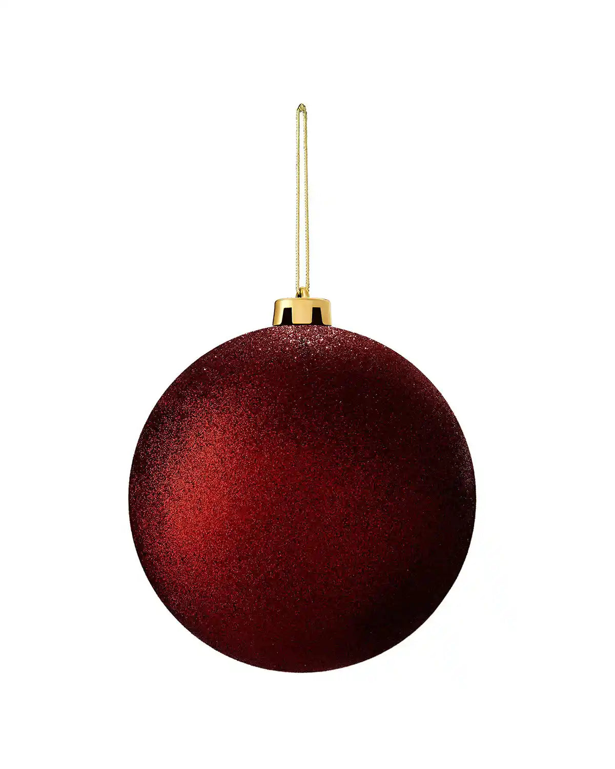 Glitter red oversized 15cm bauble on a white background