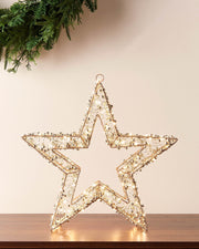 Pre-Lit Beaded Gold Star, 38 cm